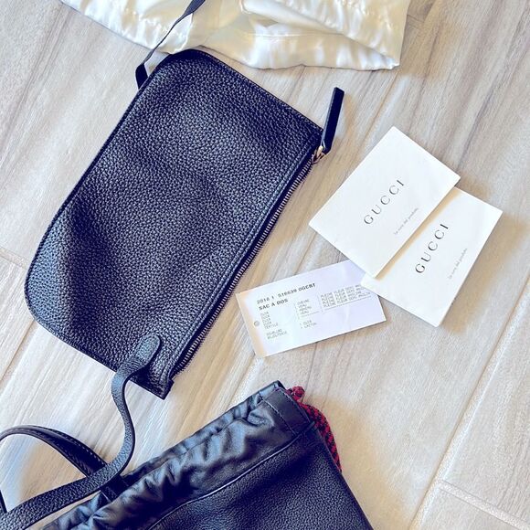 Gucci Logo Leather Drawstring Backpack with attached Wallet, Dust Bag NWT - Picture 10 of 12